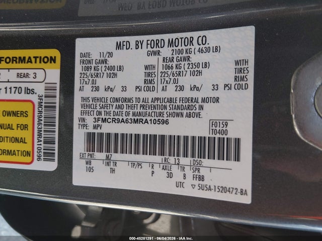 Ford Bronco Sport 2021 3FMCR9A63MRA10596 Image 9
