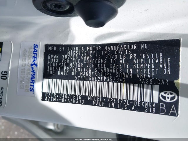 Toyota Corolla Le Plus 2015 5YFBURHE2FP357843 Image 9