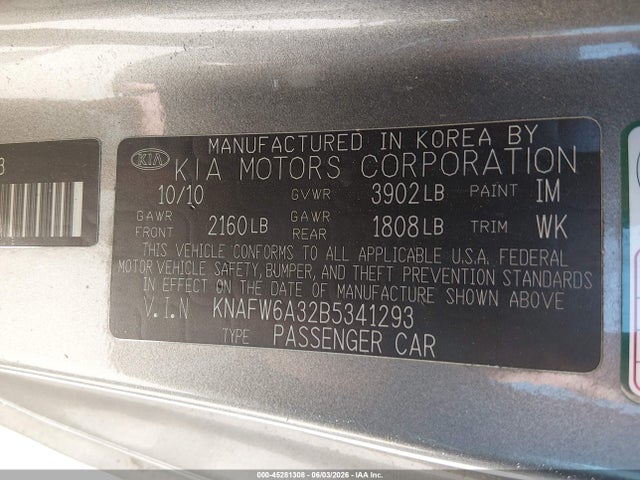 Aukcja sprzedaży 2011 Kia Forte Koup Sx, vin: KNAFW6A32B5341293, numer aukcji: 45281308