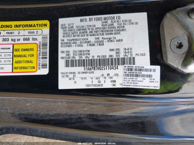 Ford Mustang Ecoboost 2018 1FA6P8TH0J5110434 Image 9