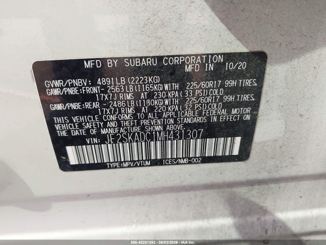 Subaru Forester 2021 JF2SKADC1MH431307 Image 9