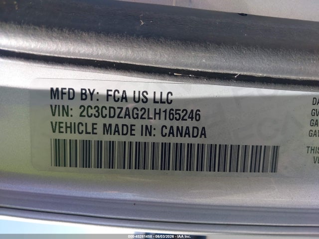 2C3CDZAG2LH165246 Dodge Challenger Sxt