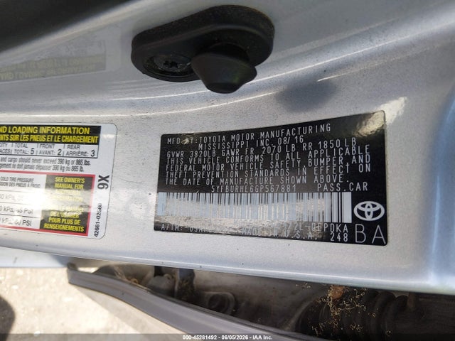 Toyota COROLLA L 2016 5YFBURHE6GP567881 Image 9