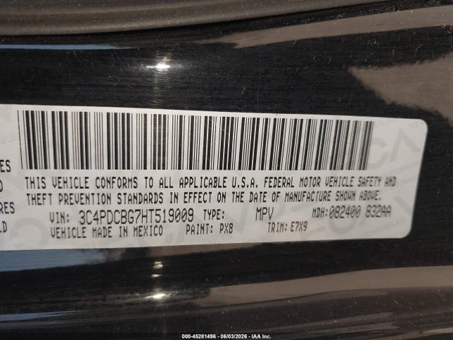 Aukcja sprzedaży 2017 Dodge Journey Sxt, vin: 3C4PDCBG7HT519009, numer aukcji: 45281496