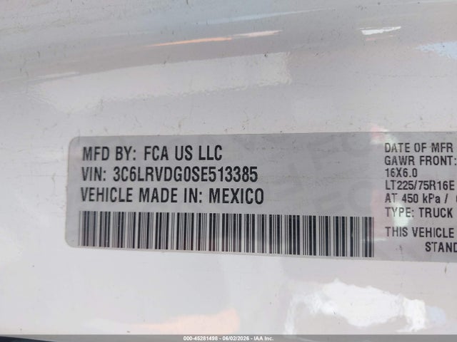 Продаж на аукціоні авто 2025 Ram Promaster 2500 Tradesman High Roof 159 Wb W/pass Seat, vin: 3C6LRVDG0SE513385, номер лоту: 45281498