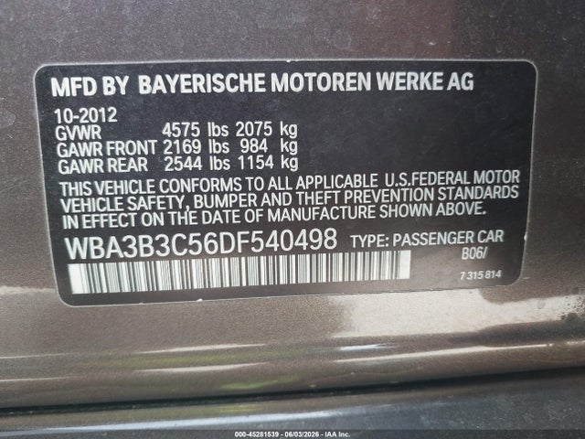 Продажа на аукционе авто 2013 Bmw 328i Xdrive, vin: WBA3B3C56DF540498, номер лота: 45281539