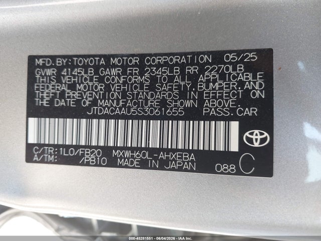 JTDACAAU5S3061655 Toyota Prius Le