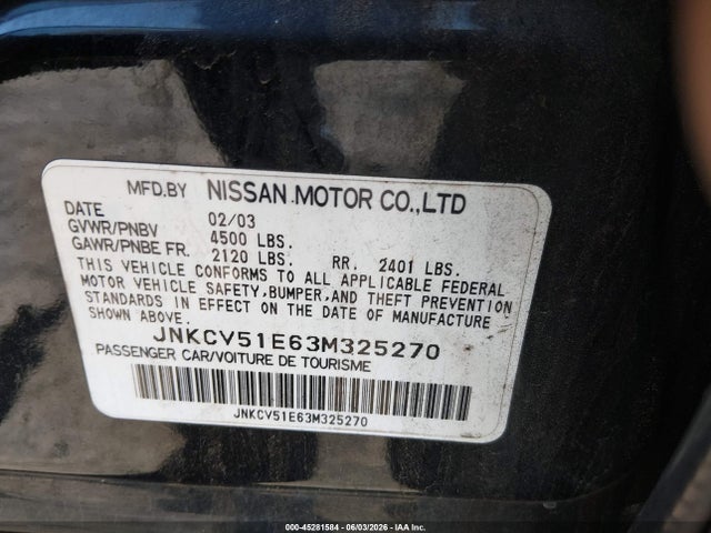 Продажа на аукционе авто 2003 Infiniti G35 Luxury Leather, vin: JNKCV51E63M325270, номер лота: 45281584