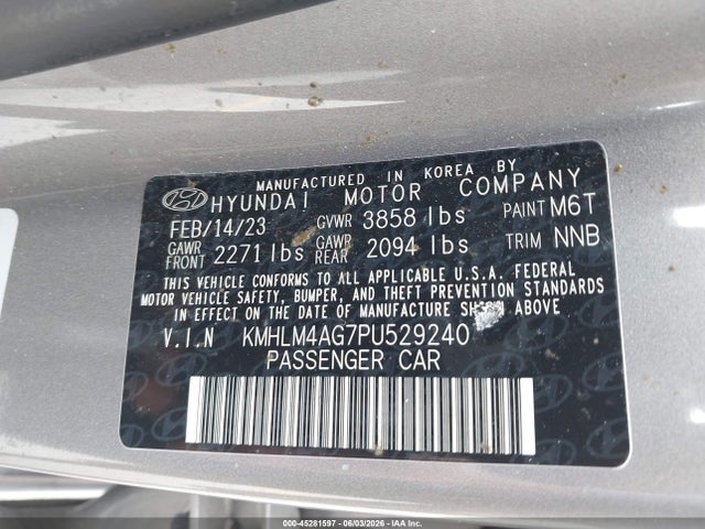 Продаж на аукціоні авто 2023 Hyundai Elantra Sel, vin: KMHLM4AG7PU529240, номер лоту: 45281597