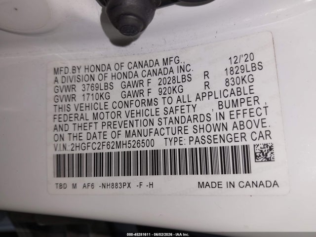 Honda Civic Lx 2021 2HGFC2F62MH526500 Image 9