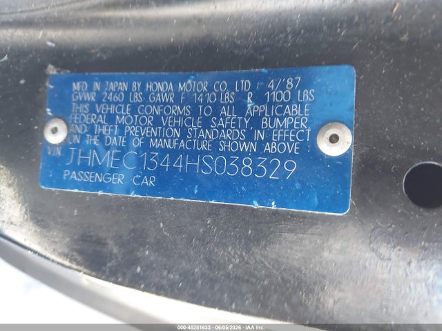 Продажа на аукционе авто 1987 Honda Civic 1500 Crx Si, vin: JHMEC1344HS038329, номер лота: 45281633
