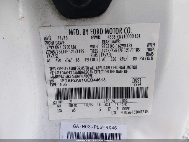 Ford F-250 Xl 2016 1FTBF2A61GEB44613 Image 9