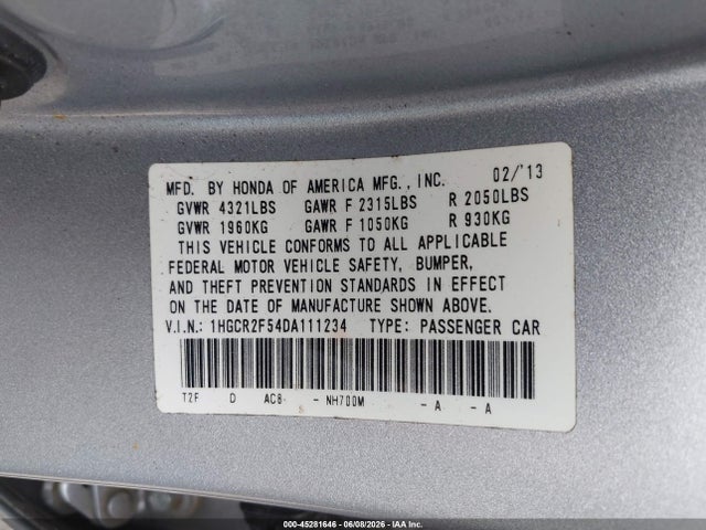 Aukcja sprzedaży 2013 Honda Accord Sport, vin: 1HGCR2F54DA111234, numer aukcji: 45281646