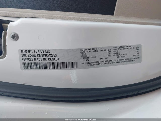 Aukcja sprzedaży 2023 Chrysler Pacifica Hybrid Limited, vin: 2C4RC1S72PR542053, numer aukcji: 45281653