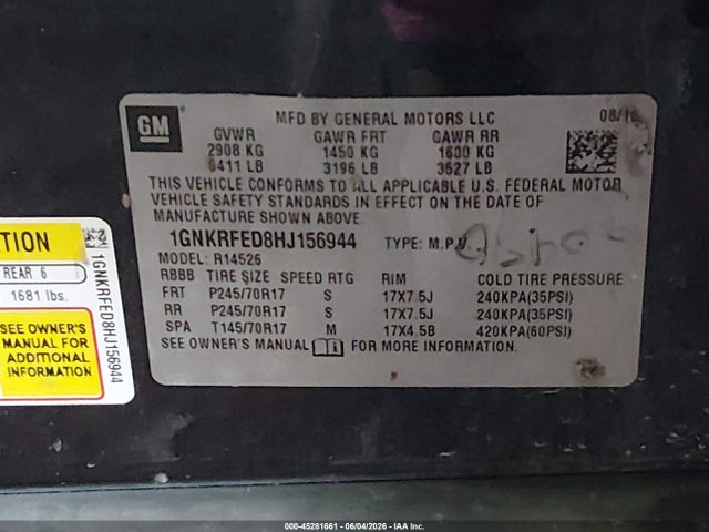 Chevrolet Traverse Ls 2017 1GNKRFED8HJ156944 Image 9