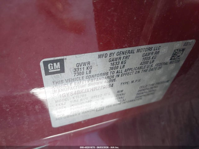 Aukcja sprzedaży 2017 Cadillac Escalade Luxury, vin: 1GYS4BKJXHR279084, numer aukcji: 45281670