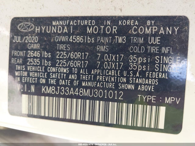 Hyundai Tucson Value 2021 KM8J33A48MU301012 Image 9