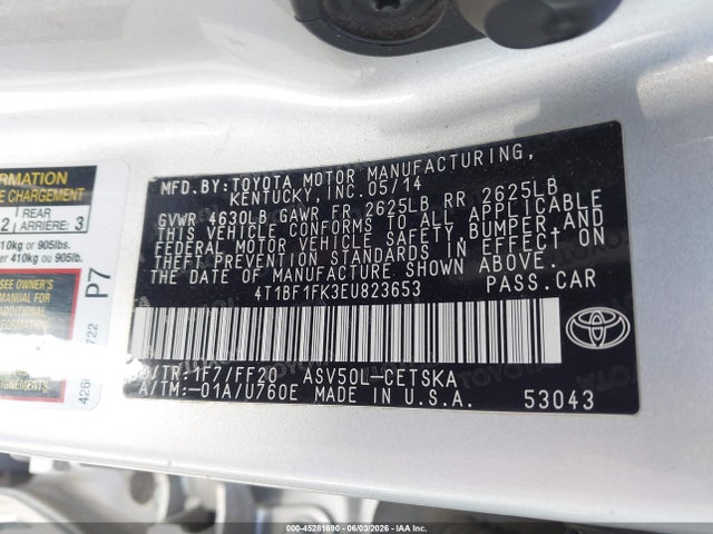 4T1BF1FK3EU823653 Toyota CAMRY SE