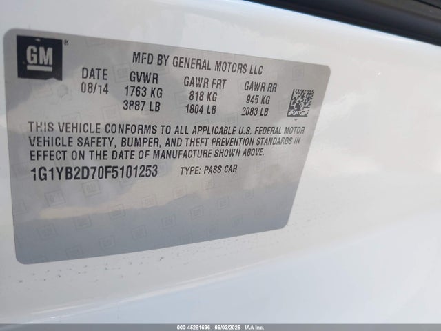 Chevrolet CORVETTE STINGRAY 2015 1G1YB2D70F5101253 Image 9