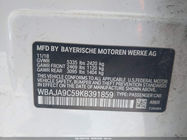 WBAJA9C59KB391859 BMW 530e Iperformance