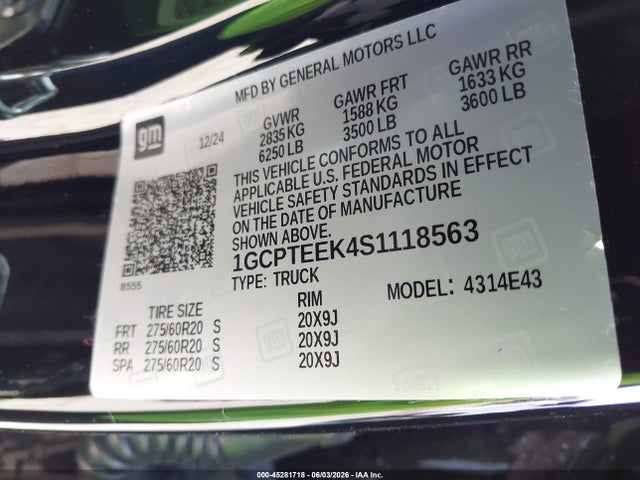 1GCPTEEK4S1118563 Chevrolet Colorado 4wd Trail Boss