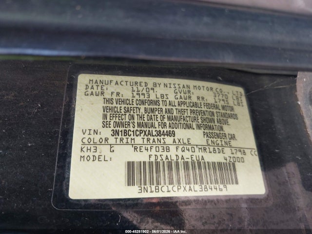 Продаж на аукціоні авто 2010 Nissan Versa 1.8s, vin: 3N1BC1CPXAL384469, номер лоту: 45281902
