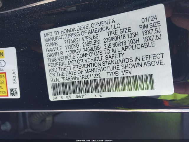 Honda Cr-v Ex-l Awd 2024 7FARS4H71RE011232 Image 9