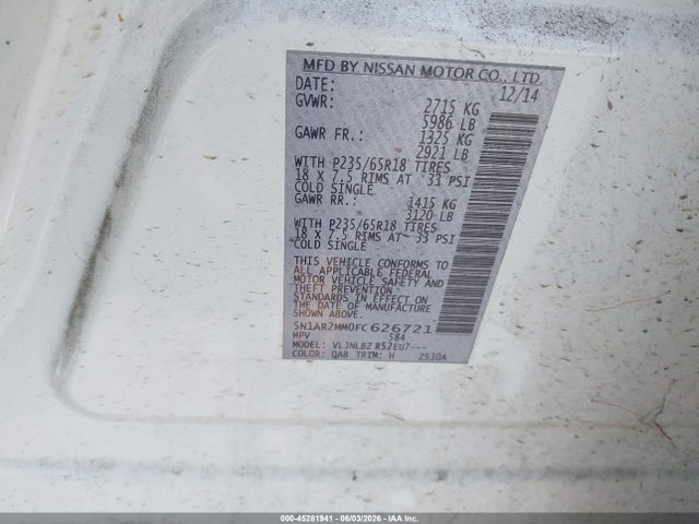 Nissan Pathfinder S 2015 5N1AR2MM0FC626721 Image 9