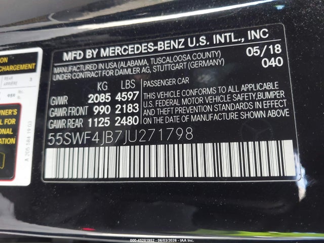 55SWF4JB7JU271798 Mercedes-Benz C 300