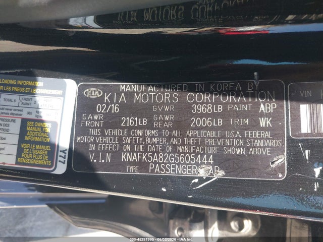 Aukcja sprzedaży 2016 Kia Forte Lx, vin: KNAFK5A82G5605444, numer aukcji: 45281995