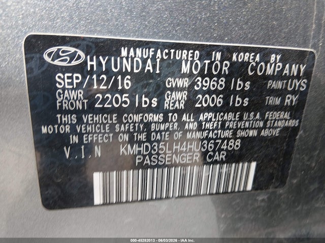 Продаж на аукціоні авто 2017 Hyundai Elantra Gt, vin: KMHD35LH4HU367488, номер лоту: 45282013