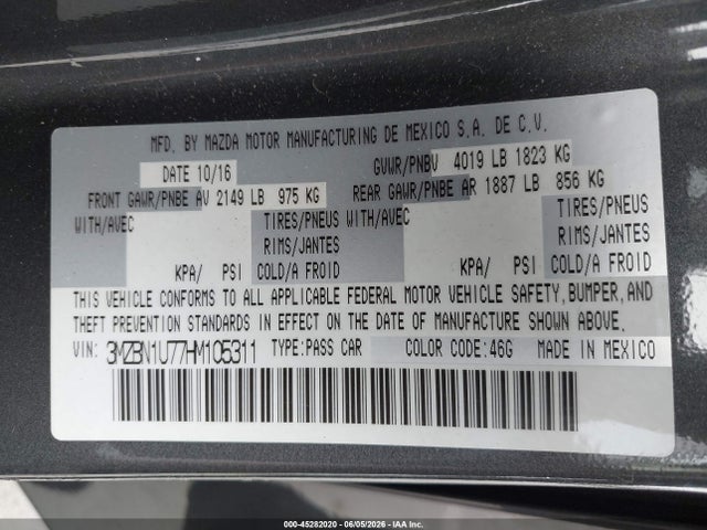 Mazda Mazda3 Sport 2017 3MZBN1U77HM105311 Image 9