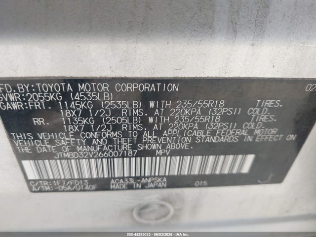 Aukcja sprzedaży 2006 Toyota Rav4 Sport, vin: JTMBD32V266007187, numer aukcji: 45282023