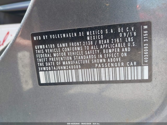 3VWDB7AJ6HM248089 Volkswagen Jetta 1.4t Se