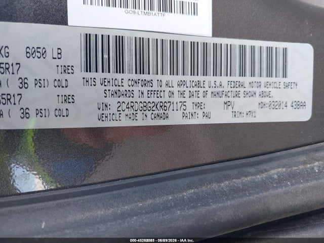 2C4RDGBG2KR671175 Dodge Grand Caravan Se