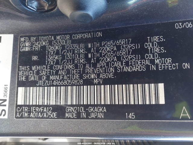 Продаж на аукціоні авто 2006 Toyota 4runner Sr5 V6, vin: JTEZU14R668059828, номер лоту: 45282091