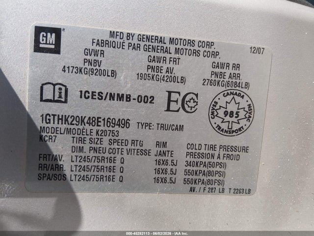 2008 Gmc Sierra 2500hd Sle1/sle2/slt/work Truck მანქანა იყიდება აუქციონზე, vin: 1GTHK29K48E169496, აუქციონის ნომერი: 45282113