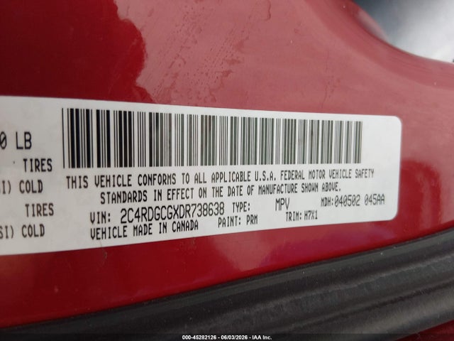 Aukcja sprzedaży 2013 Dodge Grand Caravan Sxt, vin: 2C4RDGCGXDR738638, numer aukcji: 45282126