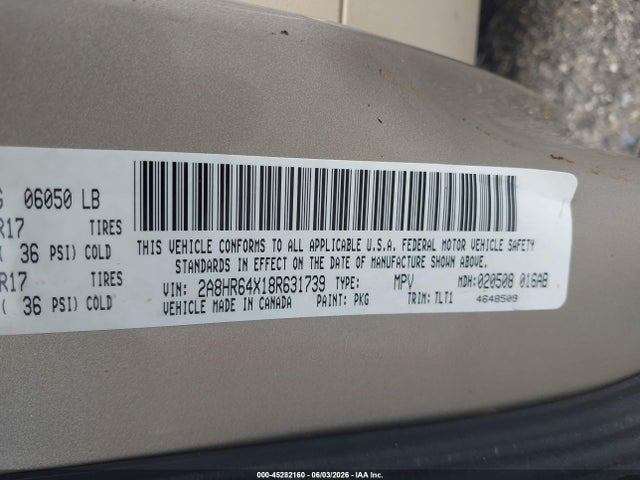 Продаж на аукціоні авто 2008 Chrysler Town & Country Limited, vin: 2A8HR64X18R631739, номер лоту: 45282160