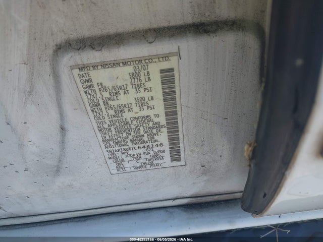 Aukcja sprzedaży 2007 Nissan Pathfinder Le, vin: 5N1AR18U87C644146, numer aukcji: 45282166