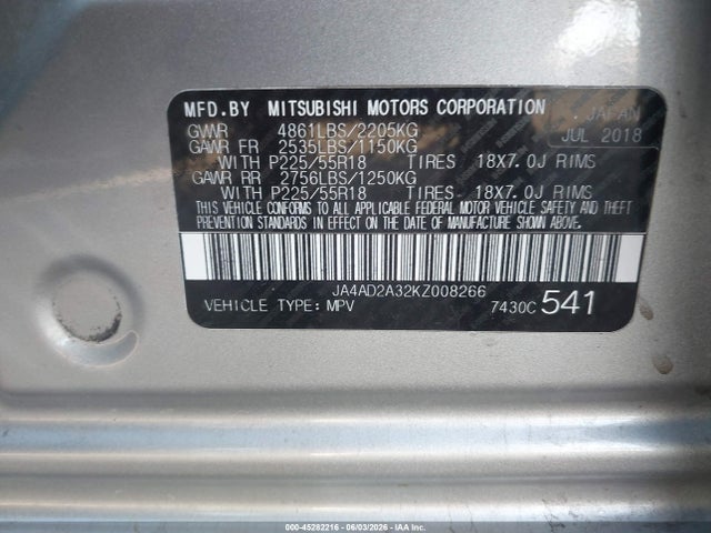 Mitsubishi Outlander Es 2019 JA4AD2A32KZ008266 Image 9