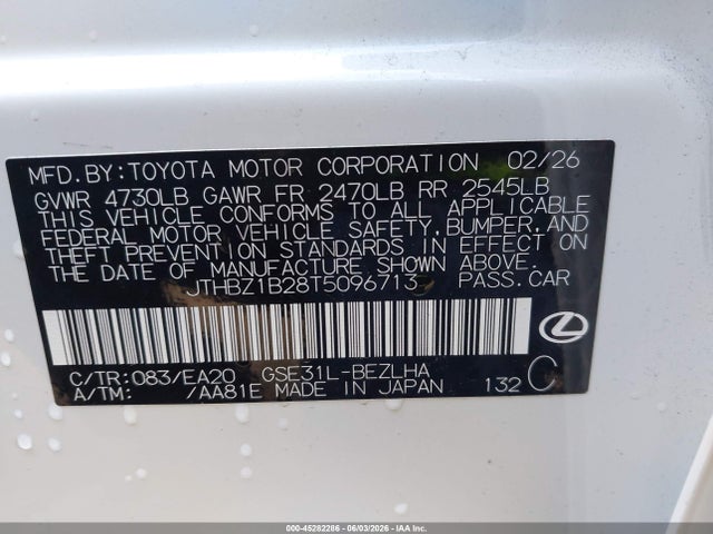 JTHBZ1B28T5096713 Lexus Is 350 F Sport Design