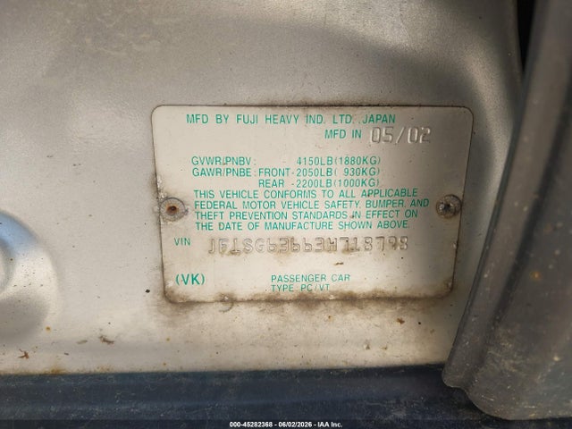 Aukcja sprzedaży 2003 Subaru Forester X, vin: JF1SG63663H718798, numer aukcji: 45282368