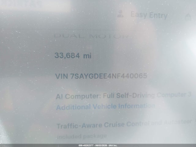 2022 Tesla Model Y Long Range Dual Motor All-wheel Drive მანქანა იყიდება აუქციონზე, vin: 7SAYGDEE4NF440065, აუქციონის ნომერი: 45282377