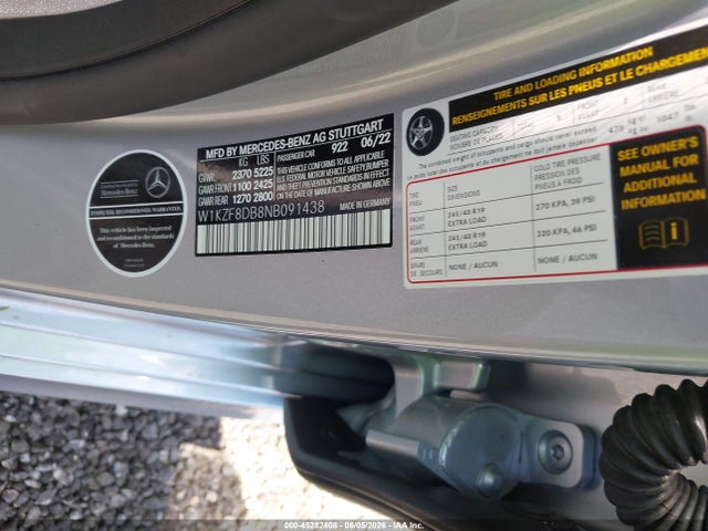 Aukcja sprzedaży 2022 Mercedes-benz E 350, vin: W1KZF8DB8NB091438, numer aukcji: 45282408