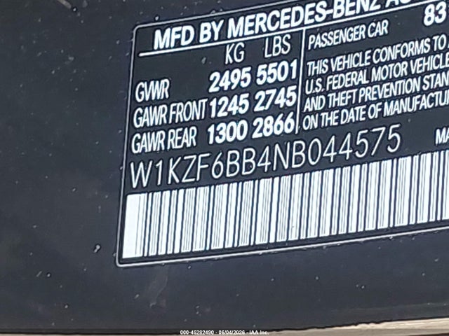 2022 Mercedes-benz Amg E 53 4matic მანქანა იყიდება აუქციონზე, vin: W1KZF6BB4NB044575, აუქციონის ნომერი: 45282490