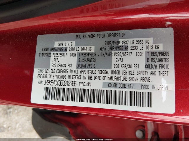 Aukcja sprzedaży 2014 Mazda Cx-5 Touring, vin: JM3KE4CY3E0312766, numer aukcji: 45282503