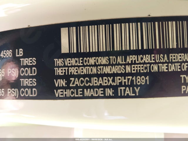 Продажа на аукционе авто 2018 Jeep Renegade Upland Edition 4x4, vin: ZACCJBABXJPH71891, номер лота: 45282551