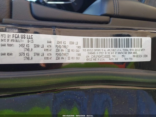 45282586 :رقم المزاد ، 1C4RJFAG4FC103335 vin ، 2015 Jeep Grand Cherokee Laredo مزاد بيع