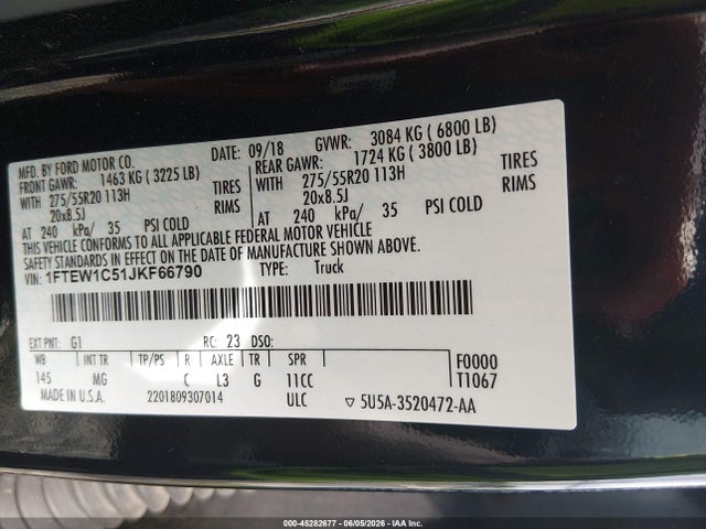 Ford F-150 Xlt 2018 1FTEW1C51JKF66790 Image 9